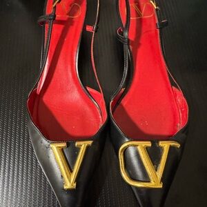 Valentino Black and Gold Women's Shoes